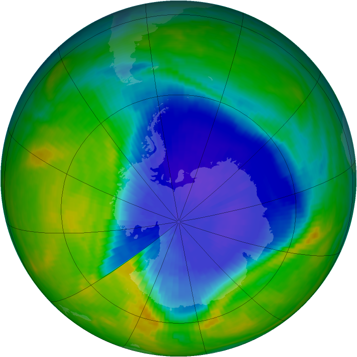 Antarctic ozone map for 06 October 1985